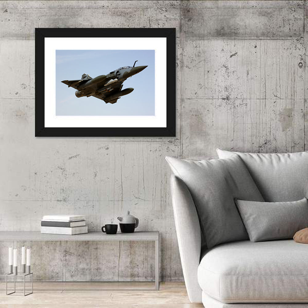 Mirage Fighter Jet Wall Art in a room, landscape