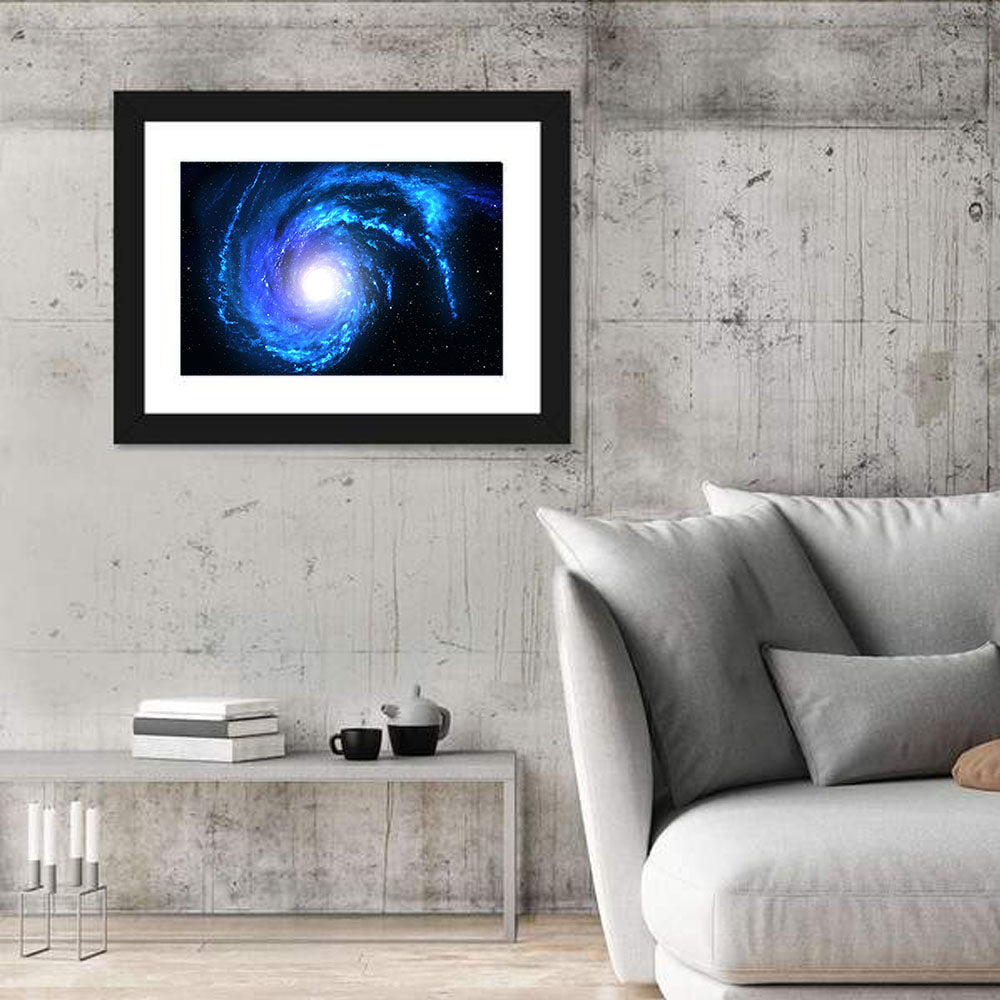 Glowing Blue Spiral Galaxy Wall Art