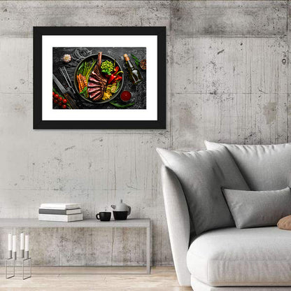 Grilled Steak On Bone & Grilled Vegetables Wall Art