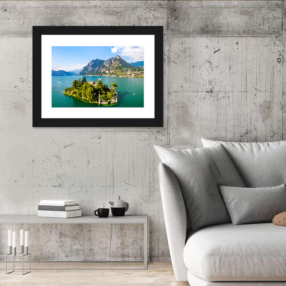 Isola Di San Paolo Castle, Lake Iseo Wall Art in a room, landscape