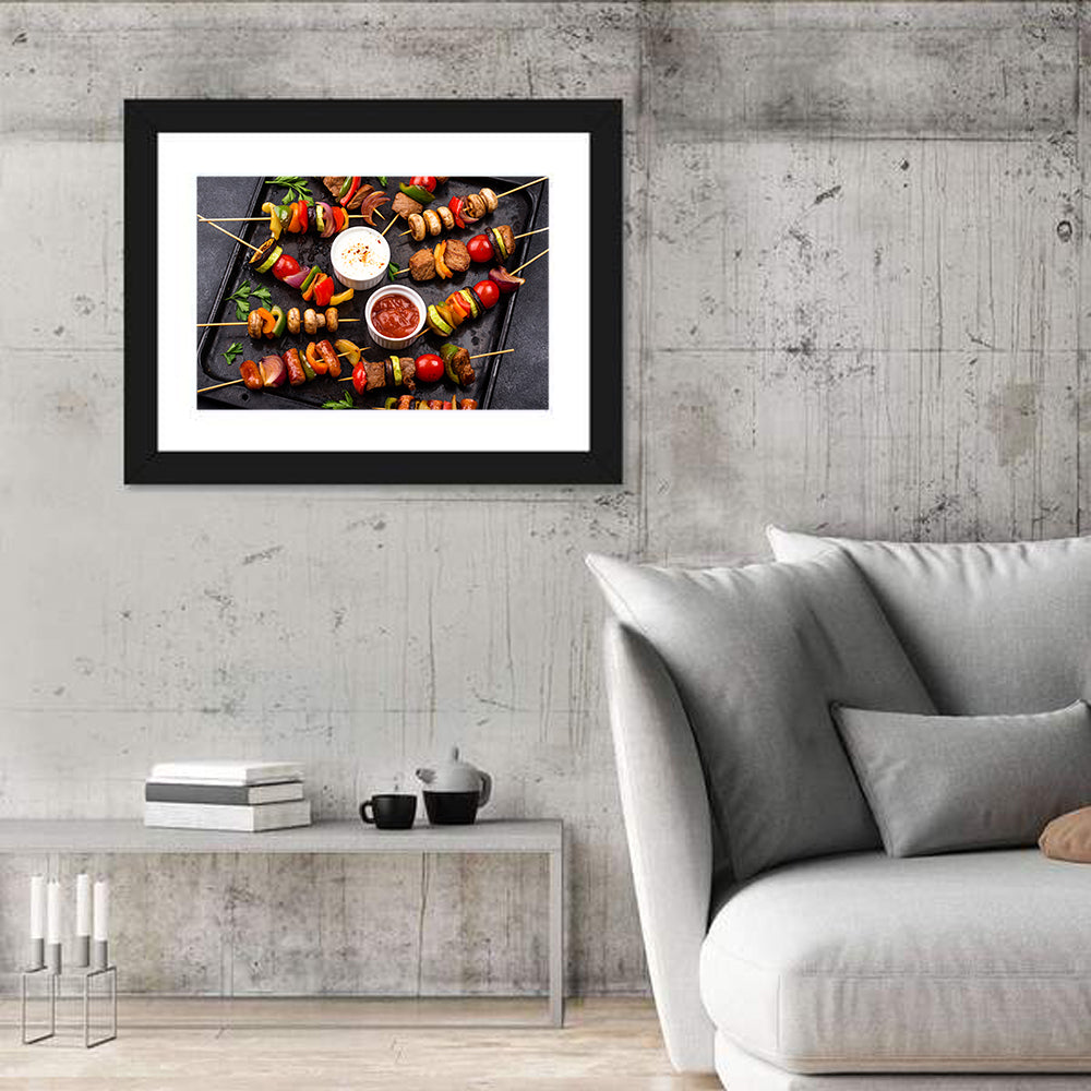 Grilled Meat and Vegetable Kebabs Wall Art