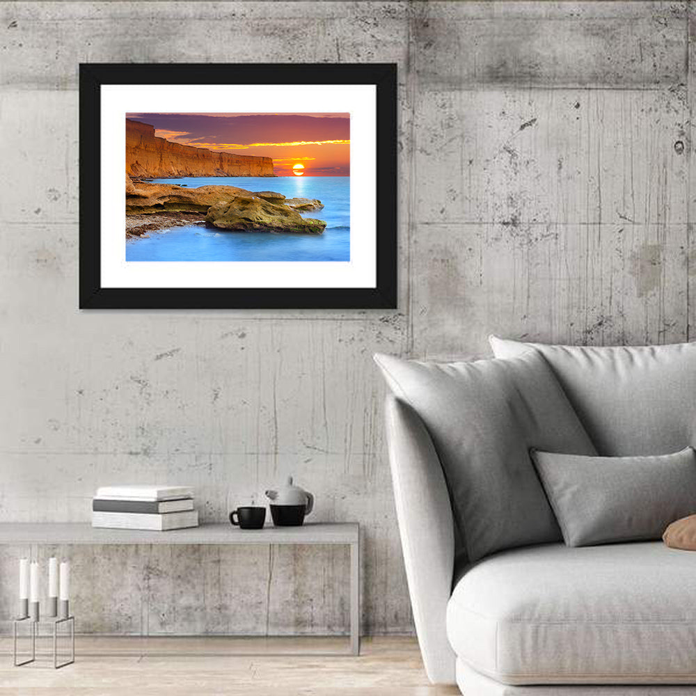 Sunset Over Algarve Coast Wall Art in a room, landscape