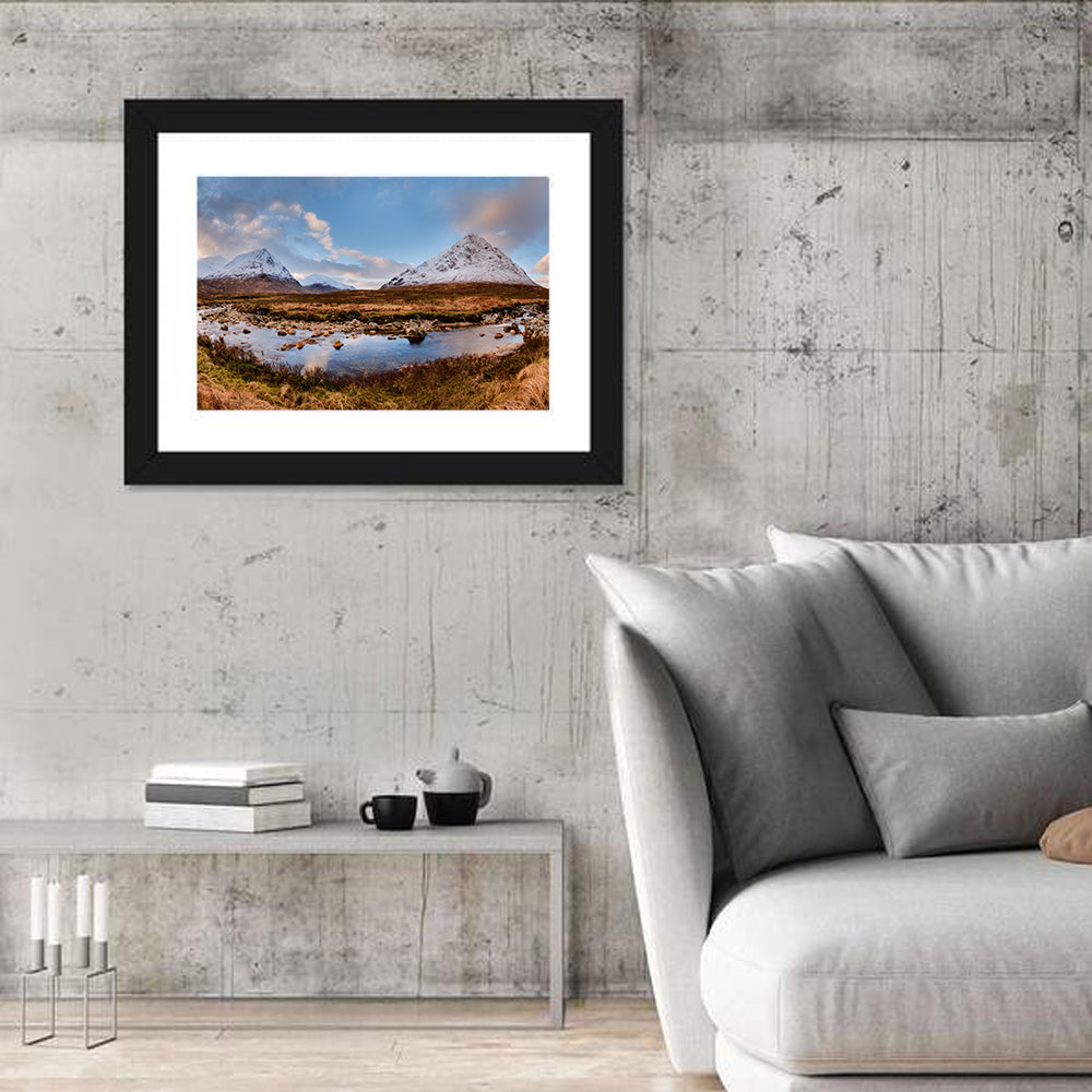 Buachaille Etive Mor River View Wall Art in a room, landscape