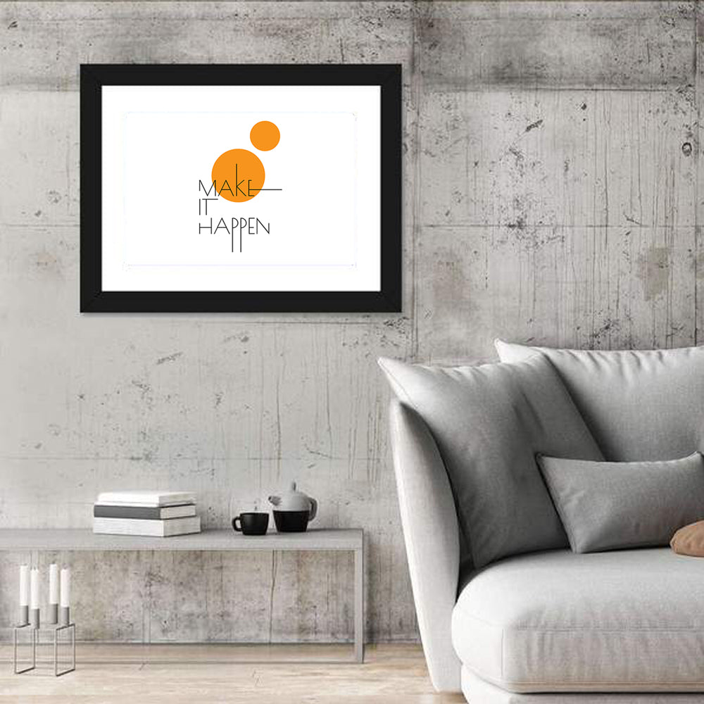Make It Happen Quote Wall Art in a room, landscape