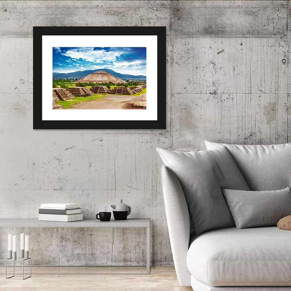 Teotihuacan Pyramid Ruins Wall Art in a room, landscape