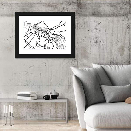Assisi City Map Wall Art