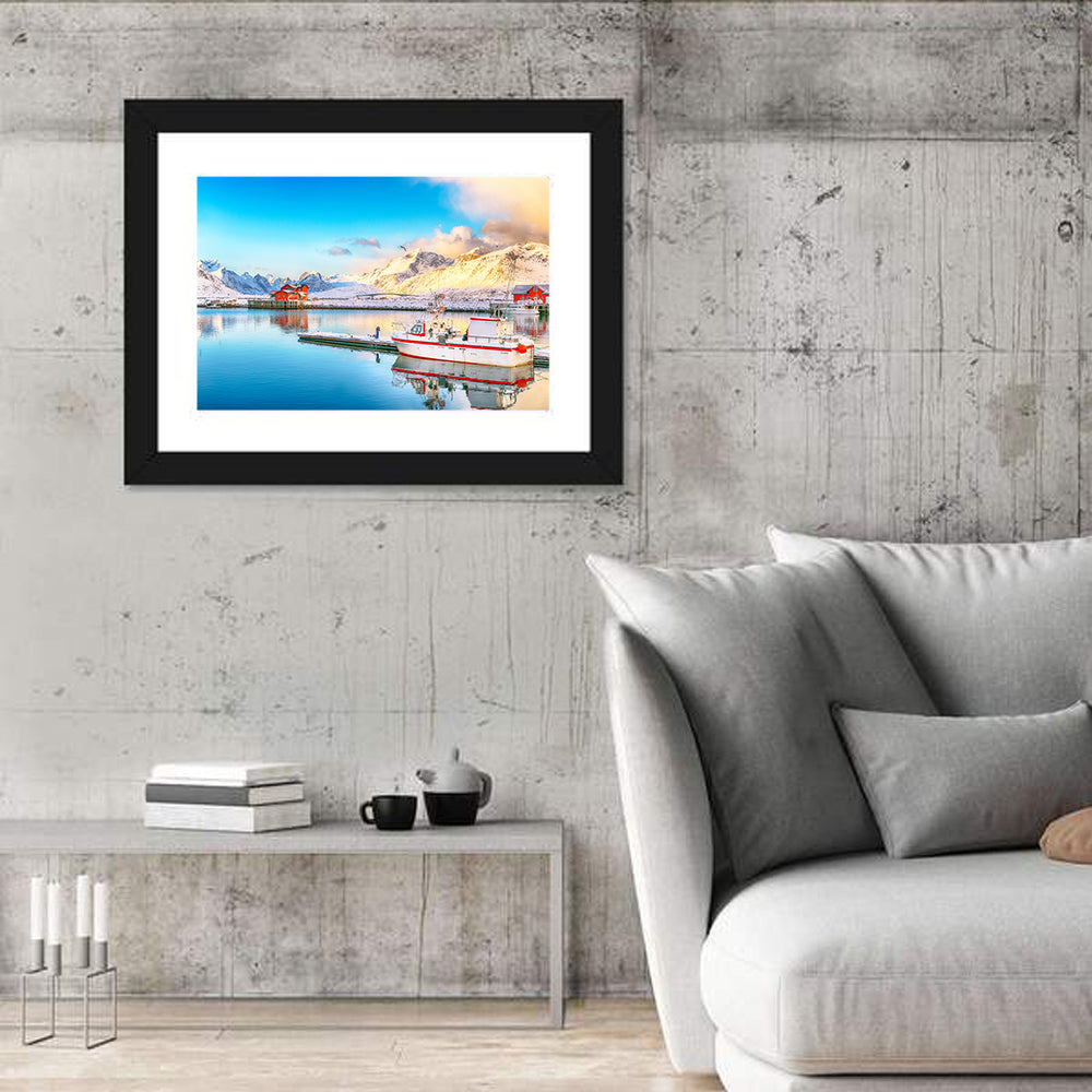 Ramberg Harbor Sunrise Wall Art in a room, landscape