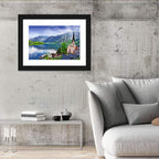 Hallstatt Lake View with Church Tower Wall Art