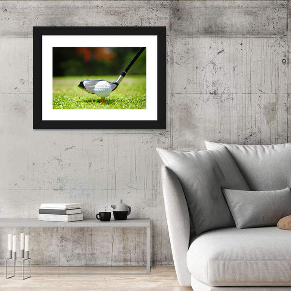 Golf Ball with Driver on Tee Wall Art