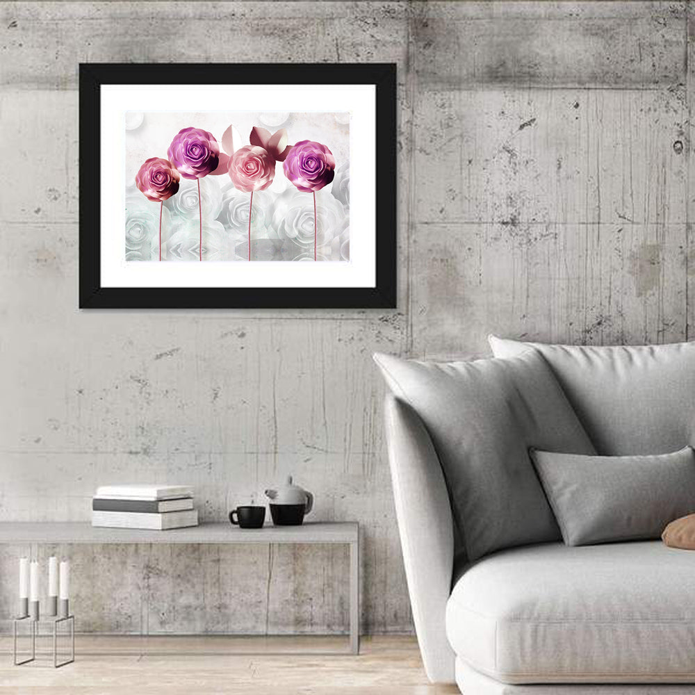 3D Rose Flower Wall Art