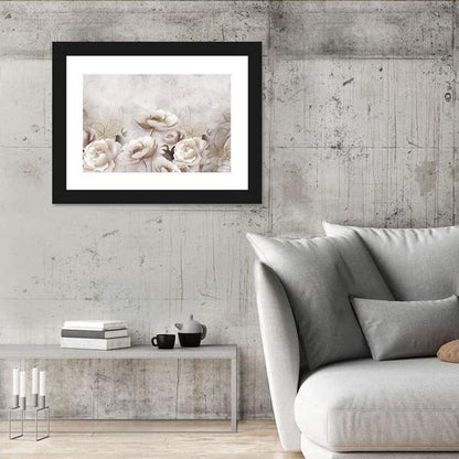 3D White Roses Wall Art
