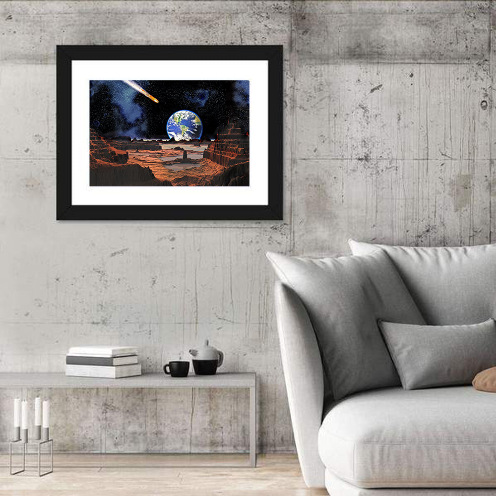 Asteroid Collision with Earth Wall Art in a room, landscape