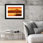 Golden Mountain Lake Sunset Wall Art