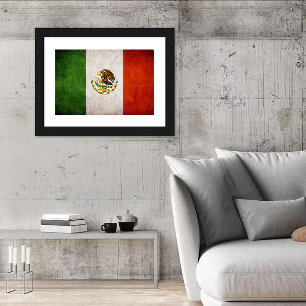 Vintage Mexican Flag Emblem Wall Art