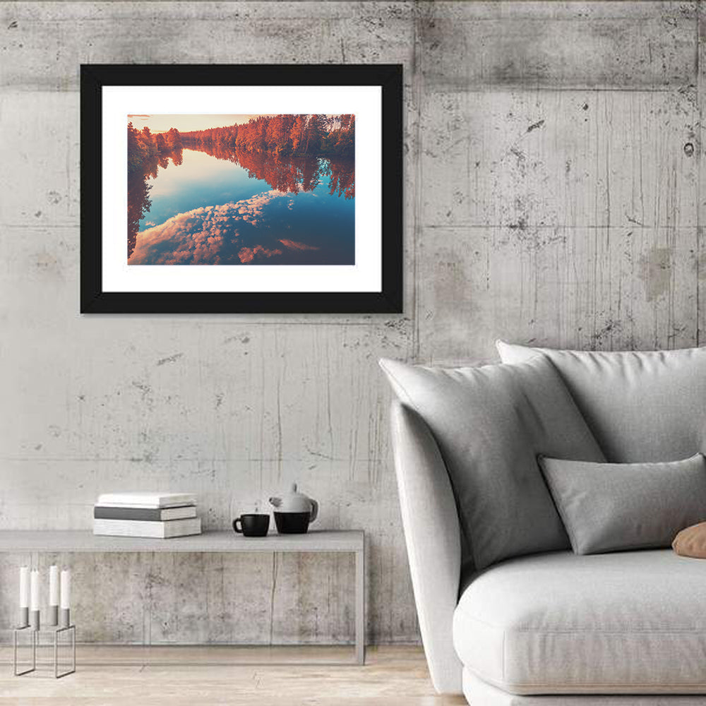 Golden Sunrise Over Reflective Lake Wall Art