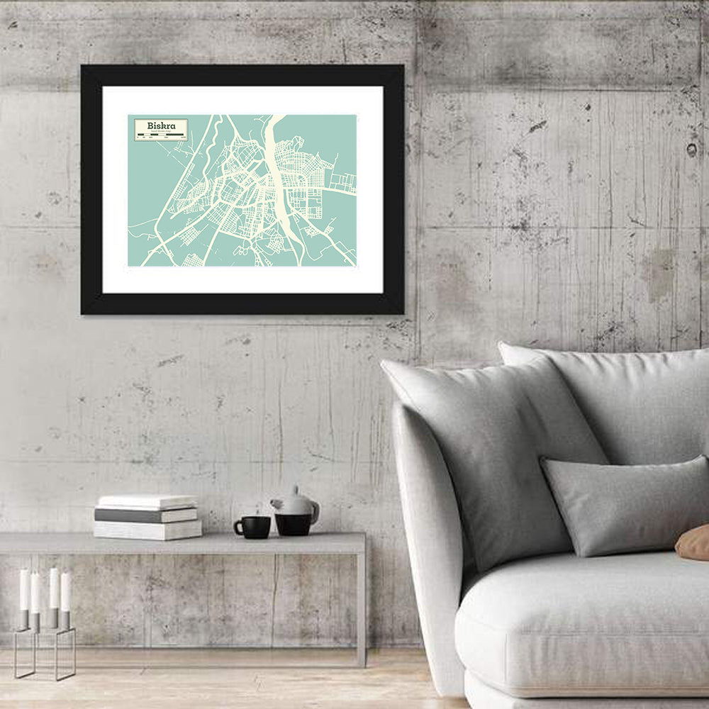 Biskra Aerial Map Wall Art in a room, landscape
