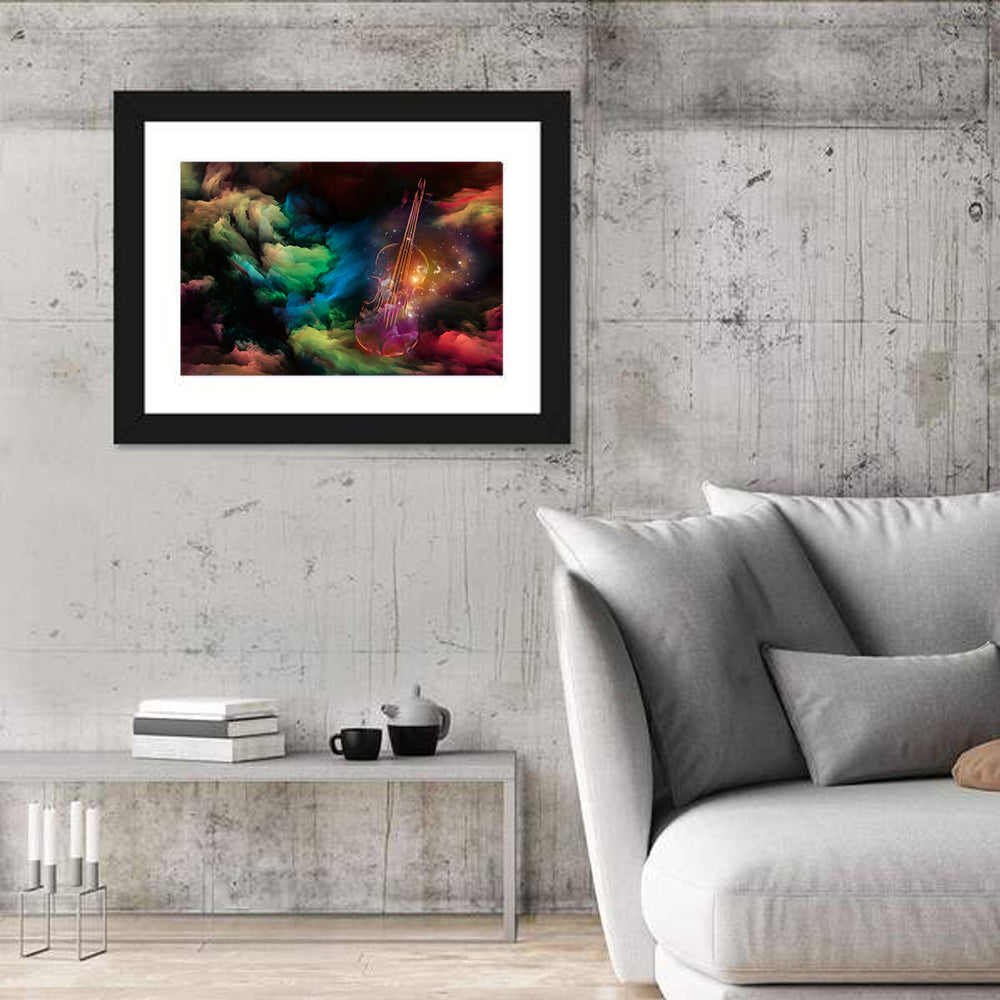 Cosmic Violin Wall Art in a room, landscape