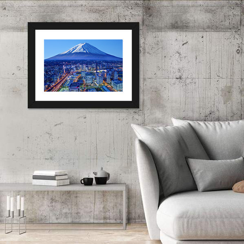 Mount Fuji Above Fujinomiya Skyline Wall Art in a room, landscape