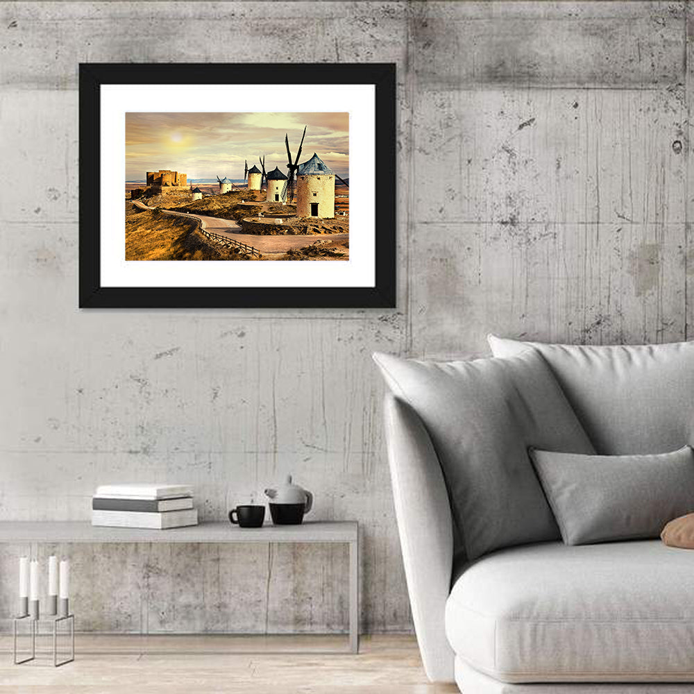 Windmills of Consuegra, Spain Wall Art in a room, landscape