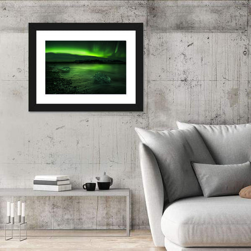 Aurora Polaris Over Icebound Shore Wall Art