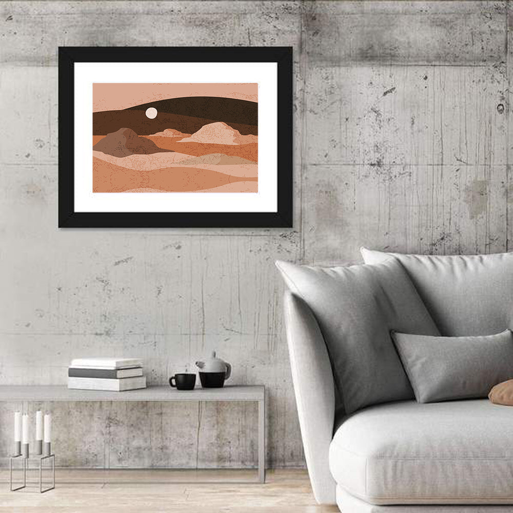 Moonlit Desert Dunes Wall Art in a room, landscape
