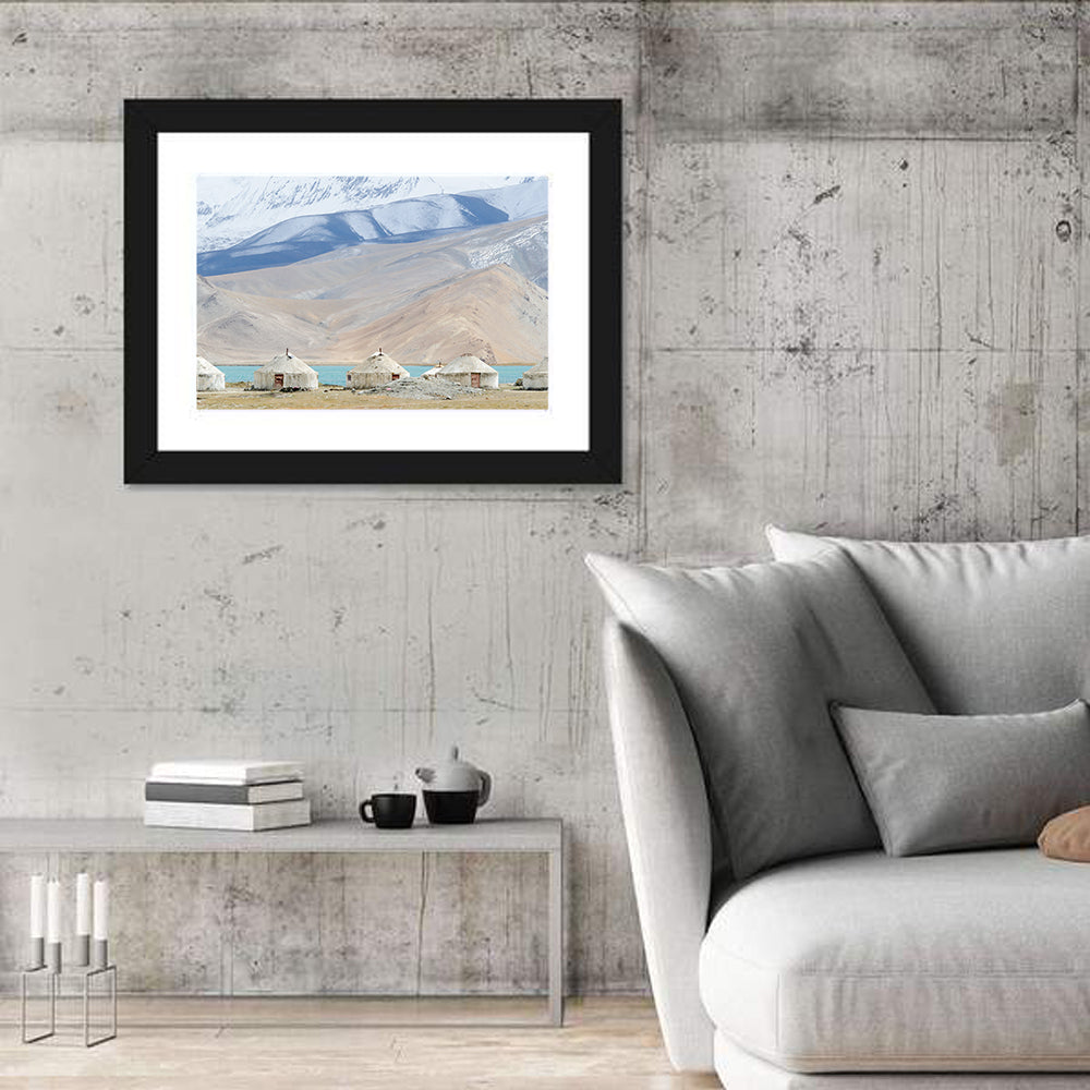 Yurts In Mountain At Karakul Lake Wall Art