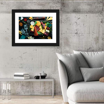 Charcuterie Tray with Wine Glasses Wall Art