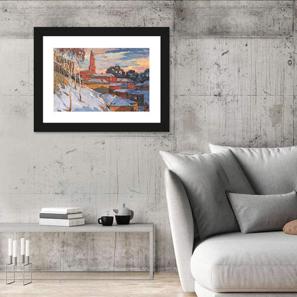 Winter Cityscape at Sunset Wall Art