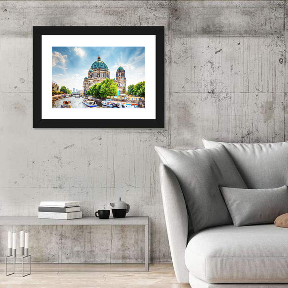 Berlin Cathedral River View Wall Art in a room, landscape