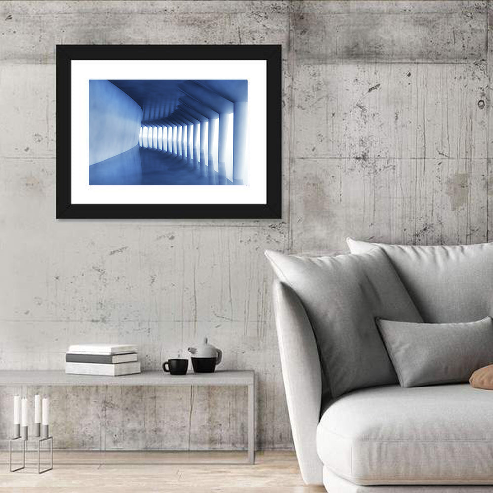 Curved Blue Corridor Wall Art