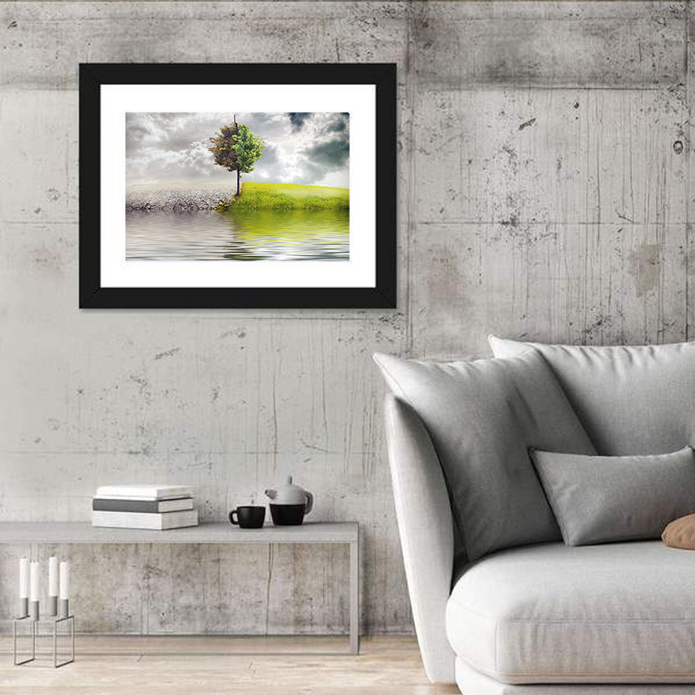 Tree Between Life and Decay Wall Art in a room, landscape