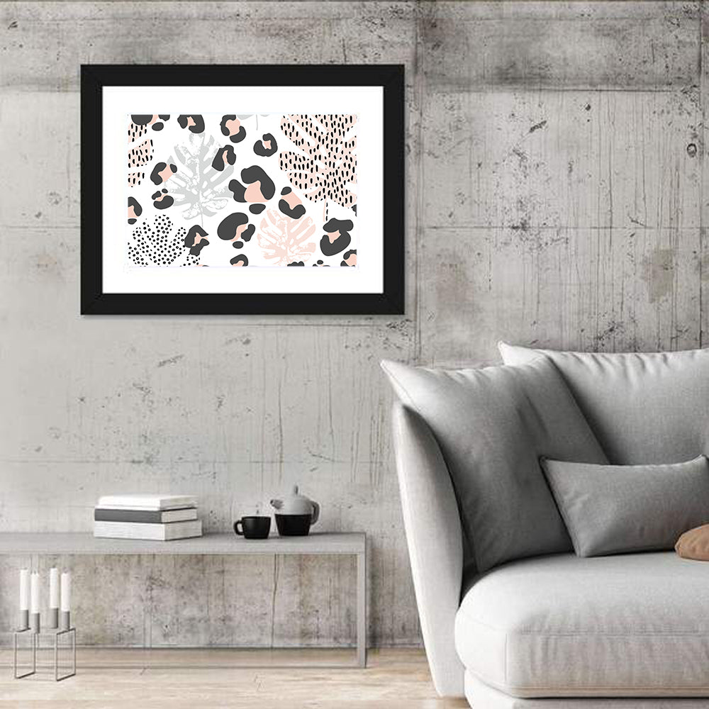 Tropical Leaves Pattern Wall Art in a room, landscape