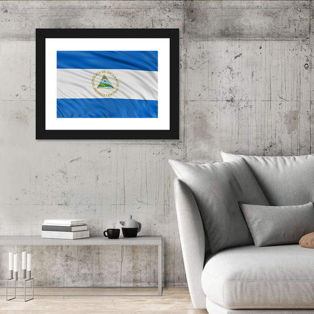 Nicaraguan Flag with Emblem Wall Art