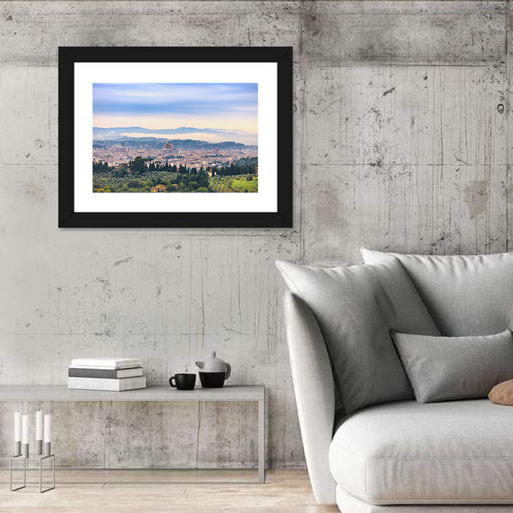 Florence Cathedral Dome View Wall Art in a room, landscape