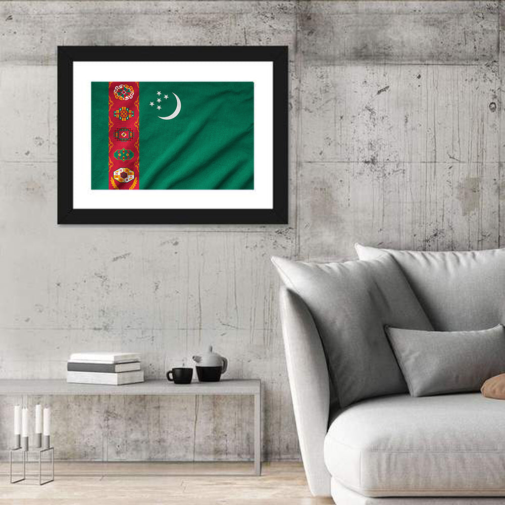 Turkmenistan National Flag Wall Art in a room, landscape