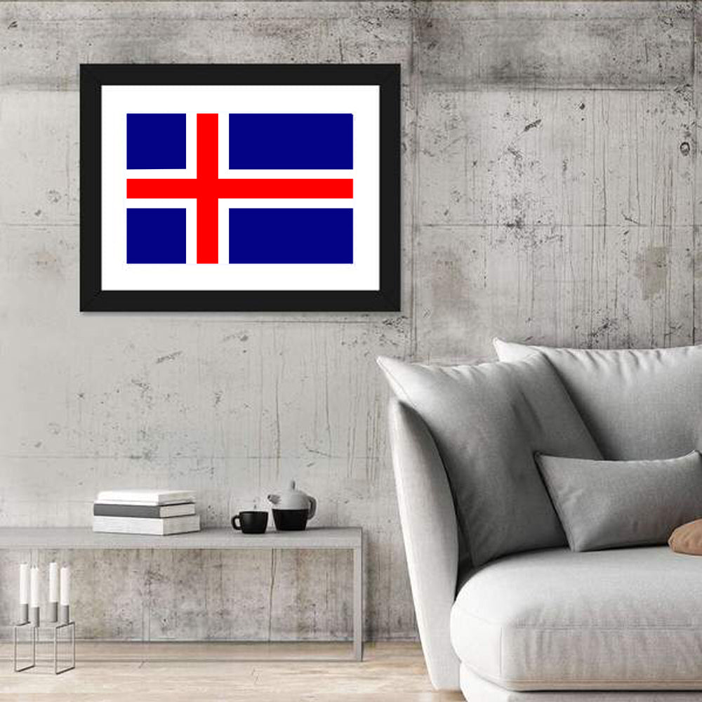 Icelandic Flag, Nordic Cross Wall Art in a room, landscape