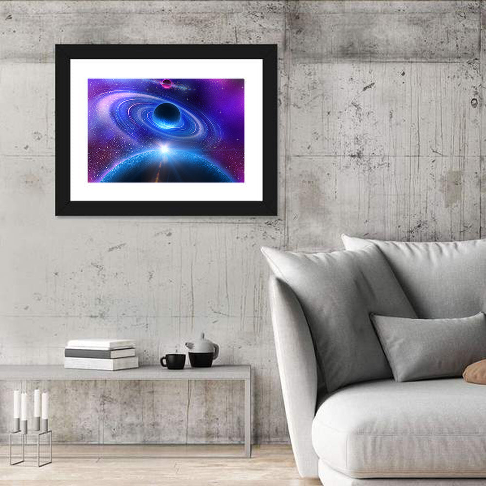 Starburst Over Ringed Planet Wall Art