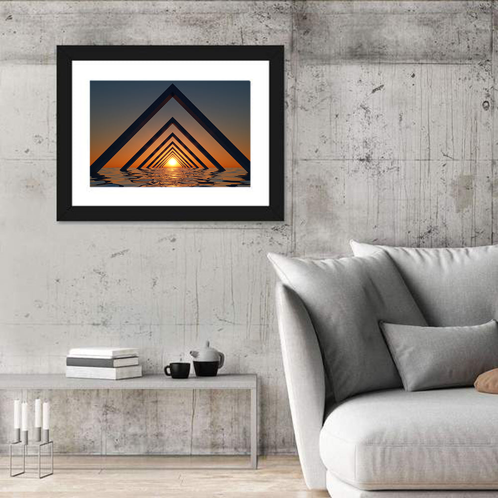 Seascape with Corner Arches Wall Art in a room, landscape