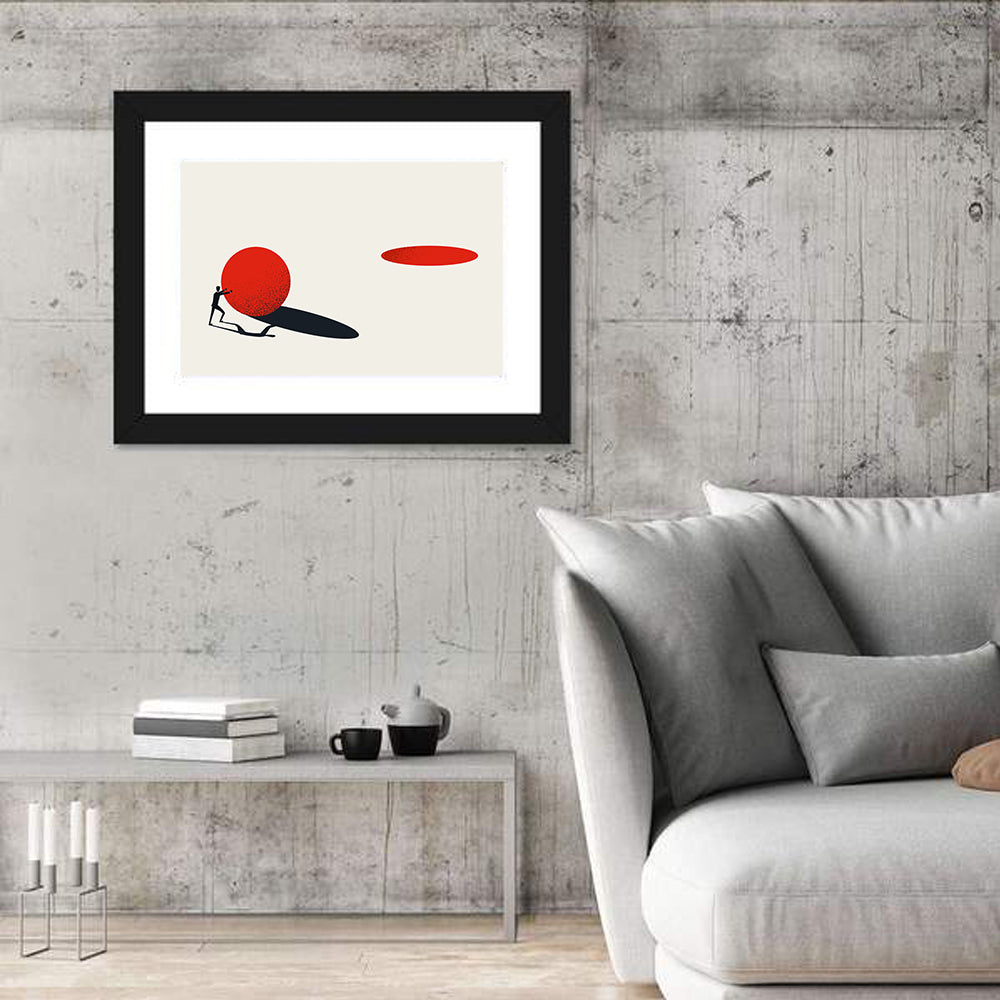 Man Pushing Sphere Wall Art