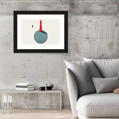 Red Lighthouse on Planet Wall Art