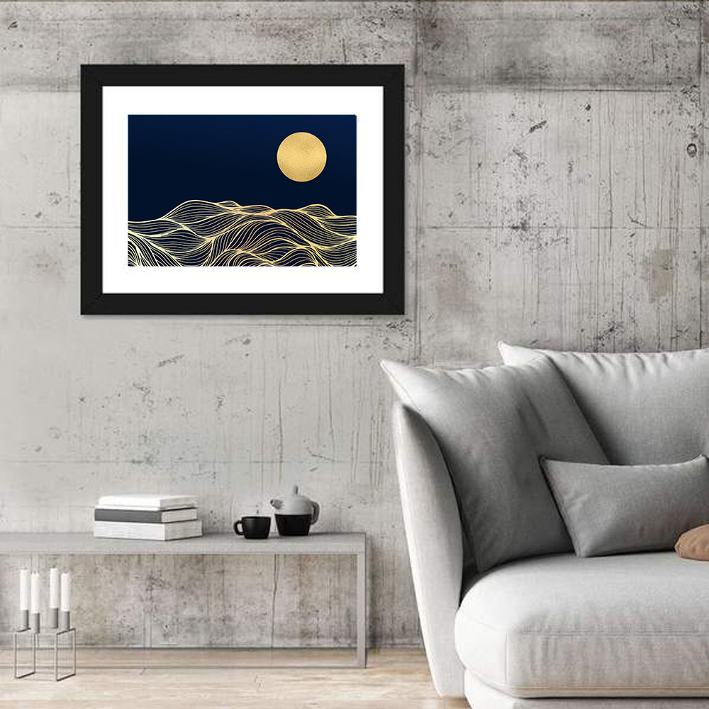 Gold Moon Minimal Seascape Wall Art