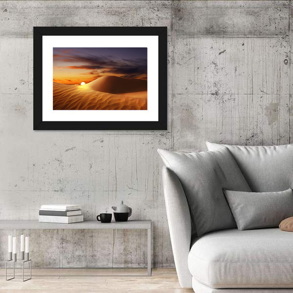 Glowing Dune Sunset Wall Art in a room, landscape