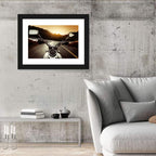 Motorcycle Handlebar View at Sunset Wall Art