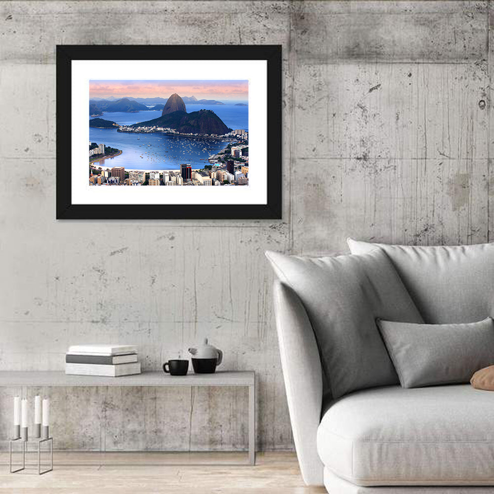 Rio De Janeiro Bay with Sugarloaf Mountain Wall Art in a room, landscape