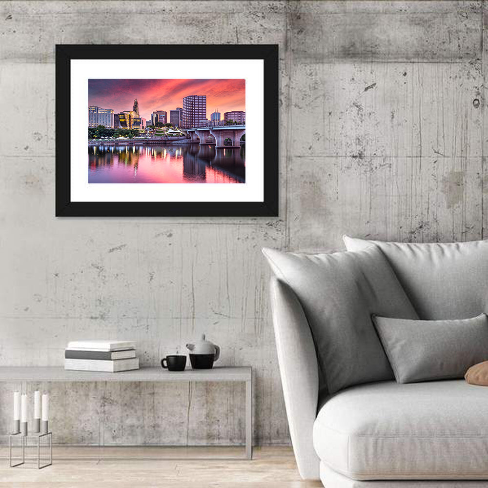 Hartford Skyline at Sunset Wall Art