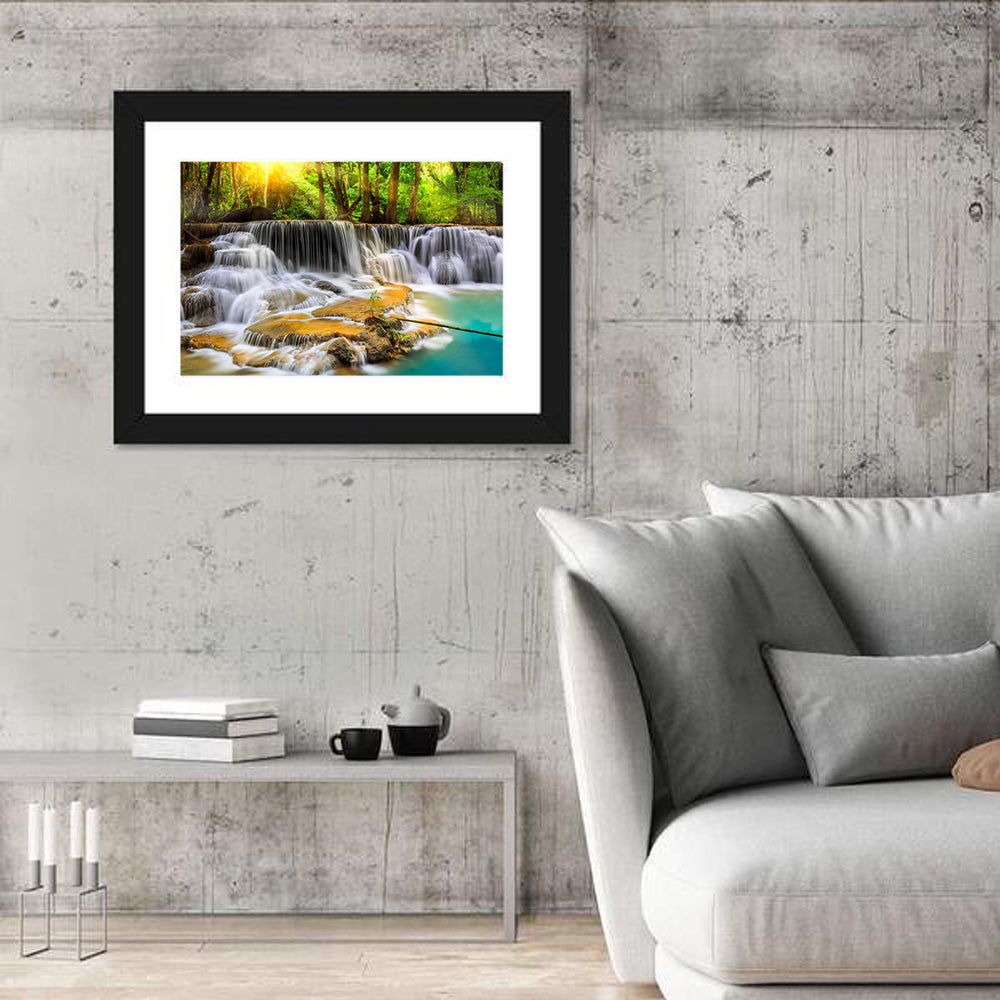 Sunlit Erawan Waterfall, Kanchanaburi Wall Art