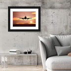 Airplane with Landing Gear at Sunset Wall Art