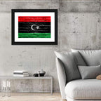 Libyan Flag on Distressed Brick Wall Art