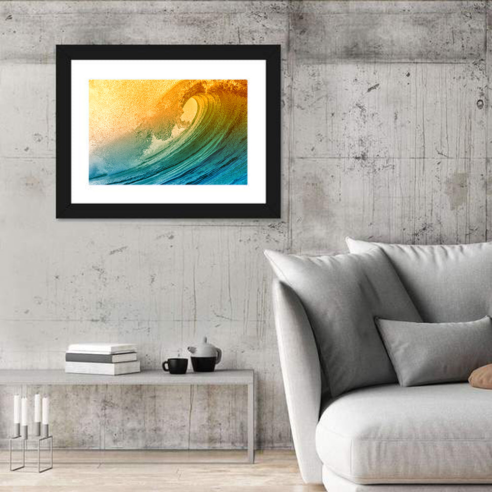 Barrel Wave at Sunset Wall Art