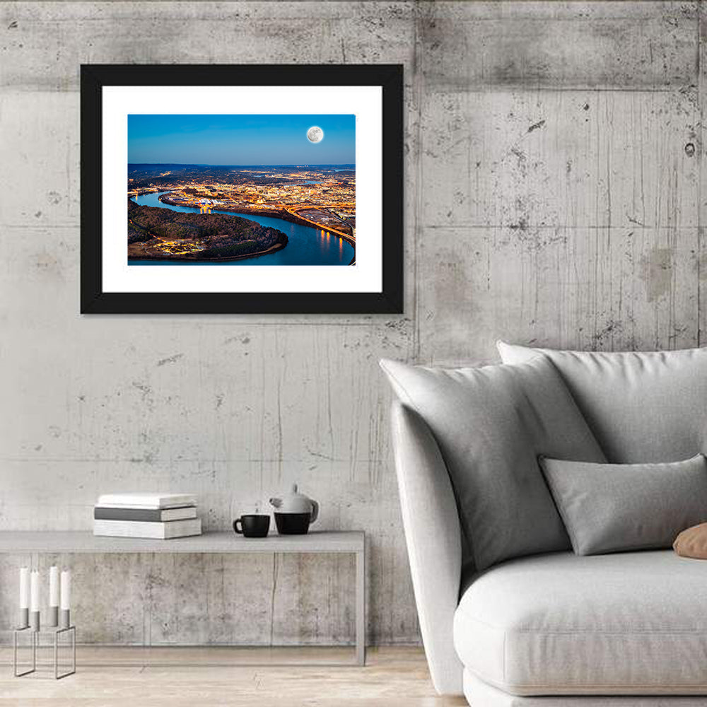 Chattanooga Night Skyline Wall Art in a room, landscape
